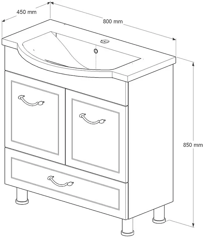 Set dulap cu lavoar Supraten Tuluza 80 + 7080 (Beige)