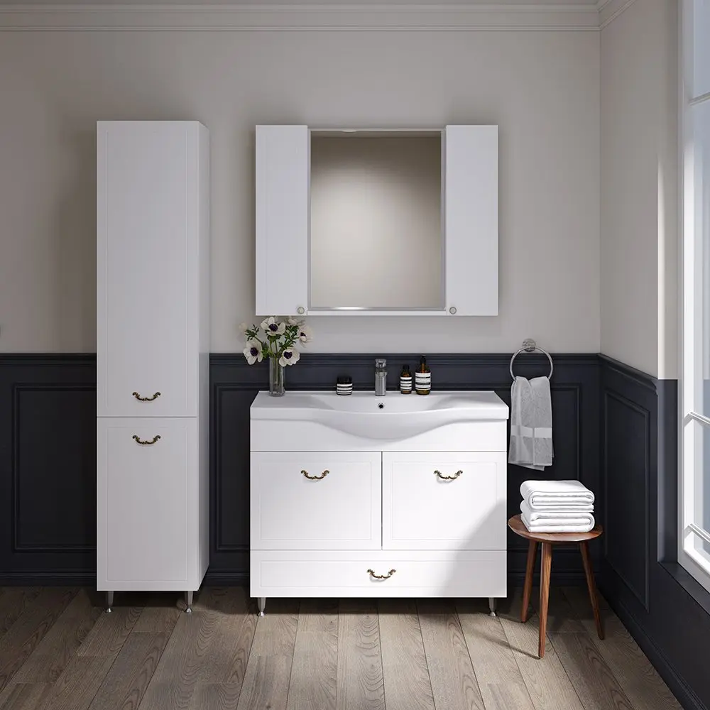 Set dulap cu lavoar Supraten Tuluza 80 + 7080 (White)