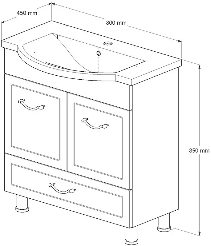 Set dulap cu lavoar Supraten Tuluza 80 + 7080 (White)
