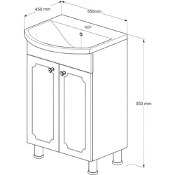 Набор тумбы с раковиной Supraten Valua 55 + 7055 (White) Thumb