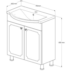 Set dulap cu lavoar Supraten Valua 75 + 7075 (Beige) Thumb