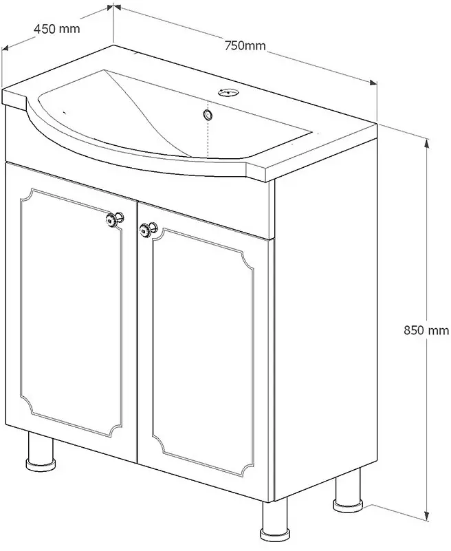 Set dulap cu lavoar Supraten Valua 75 + 7075 (Beige)