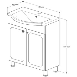 Set dulap cu lavoar Supraten Valua 75 + 7075 (White) Thumb