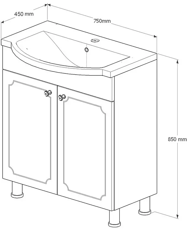 Set dulap cu lavoar Supraten Valua 75 + 7075 (White)