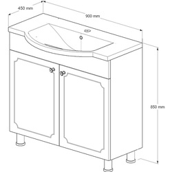 Set dulap cu lavoar Supraten Valua 90 + 7090 (Beige) Thumb