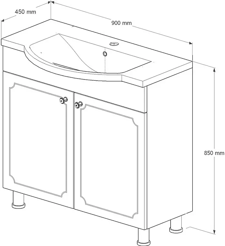 Set dulap cu lavoar Supraten Valua 90 + 7090 (Beige)