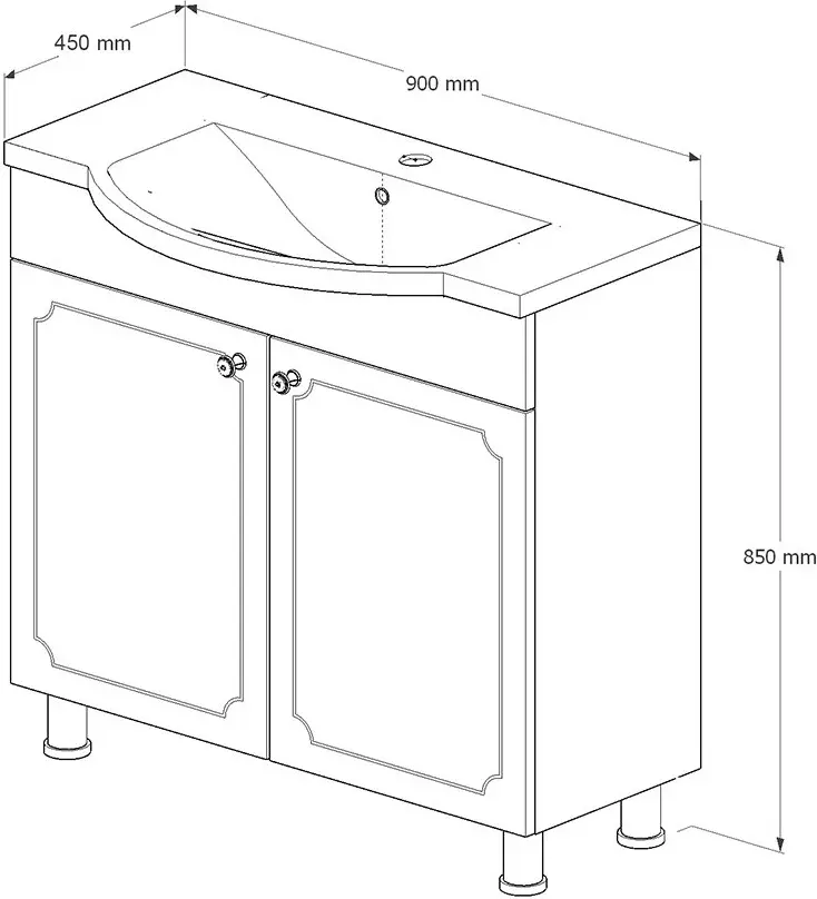 Набор тумбы с раковиной Supraten Valua 90 + 7090 (White)