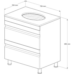 Set dulap cu lavoar Supraten Viscon 75 + GR75 (White) Thumb