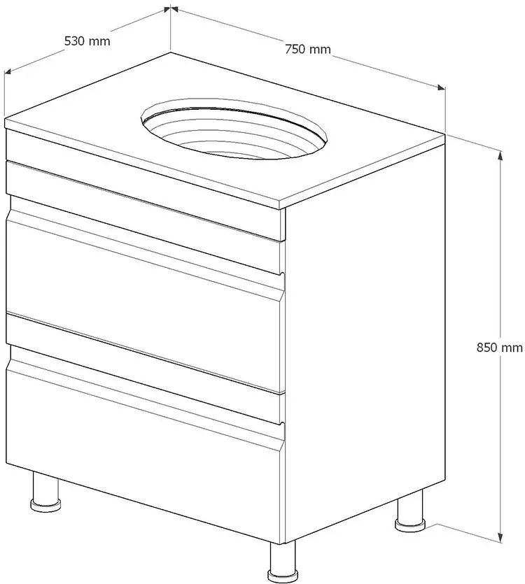 Set dulap cu lavoar Supraten Viscon 75 + GR75 (White)