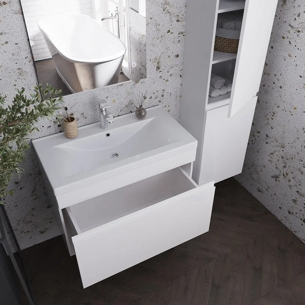 Set dulap suspendat cu lavoar Supraten Puatu 55 + 2055 (White)