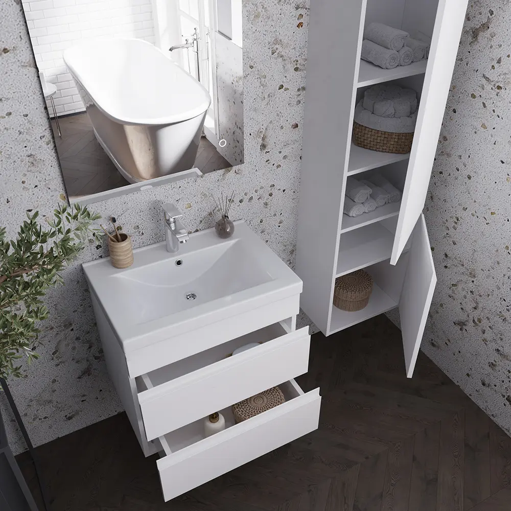 Set dulap suspendat cu lavoar Supraten Puatu 65 + 2065 (White)