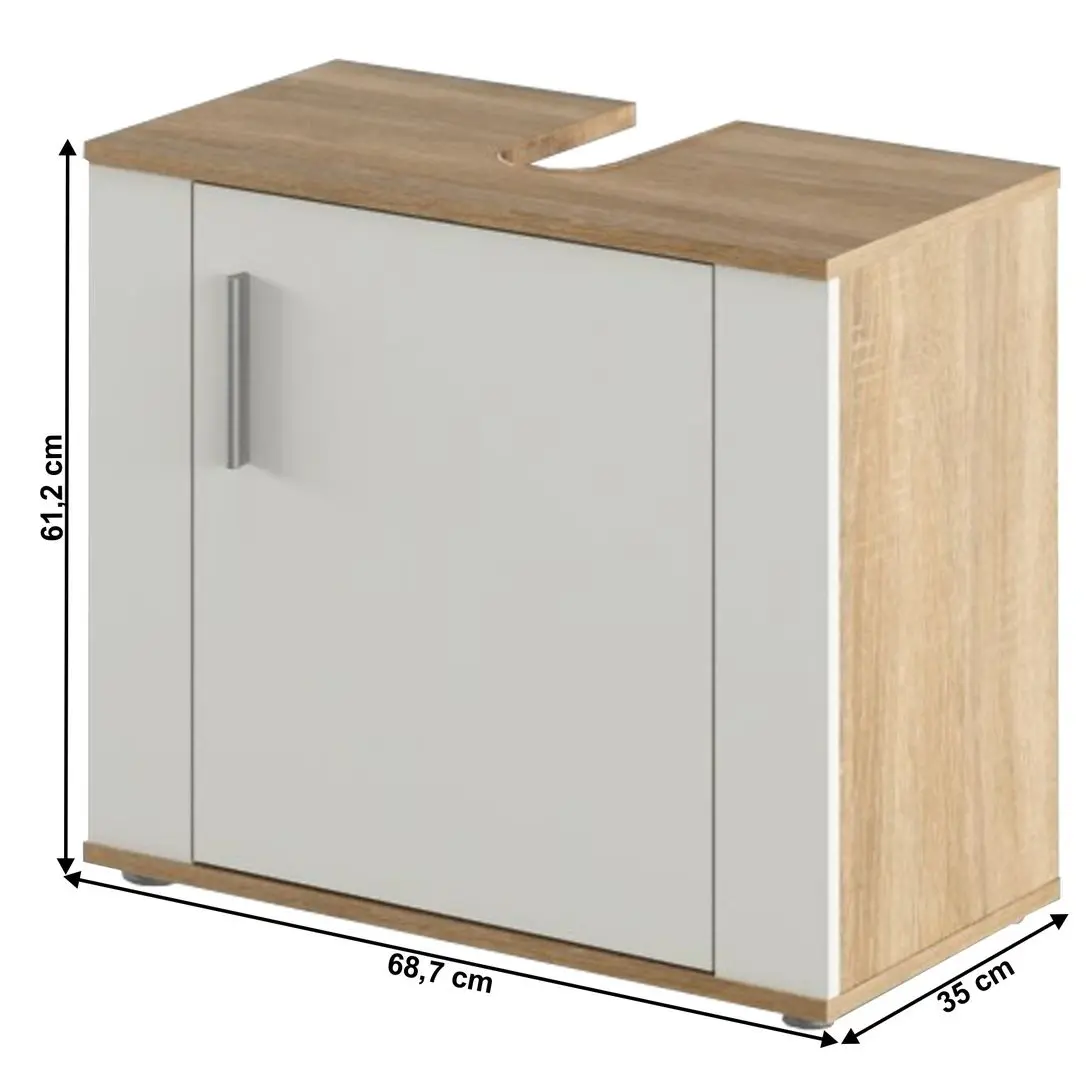 Dulap sub lavoar Tempo Kondela Lessy New 02 (Sonoma Oak/White Matt)