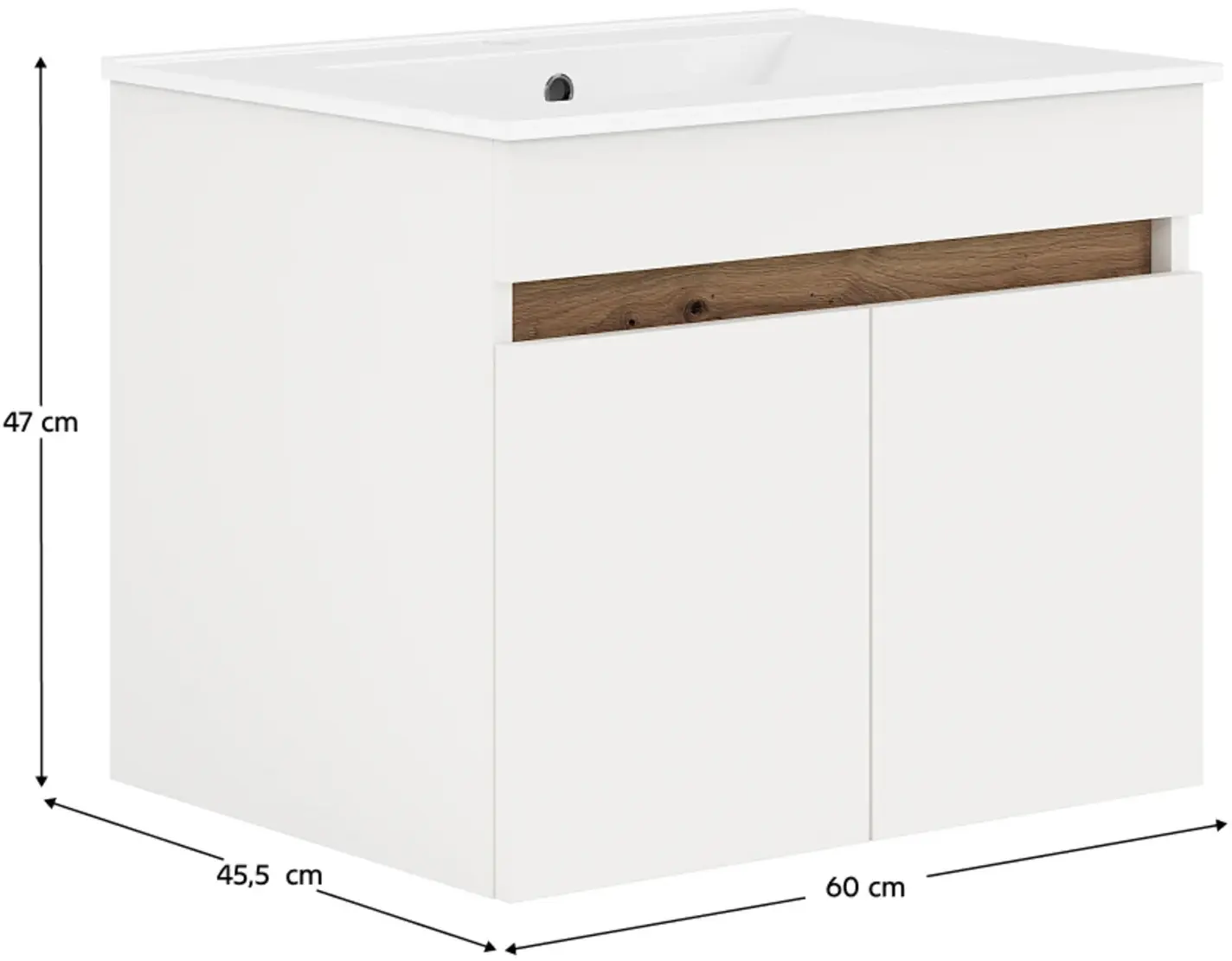 Tumba sub lavoar Tempo Kondela Choice 60 (White/Oak) - 4