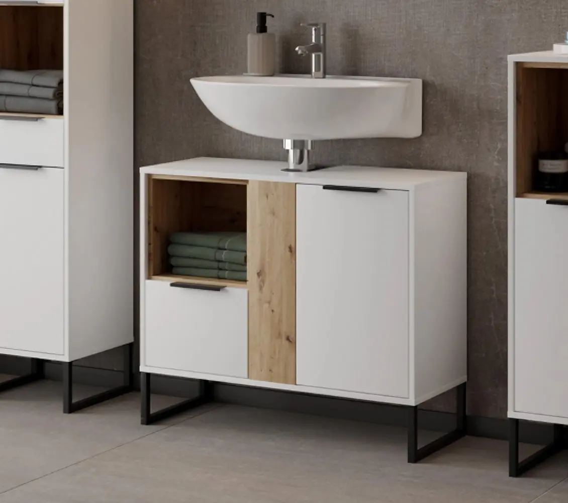 Dulap sub lavoar Tempo Kondela Cubo CUB03 (White/Artisan Oak)