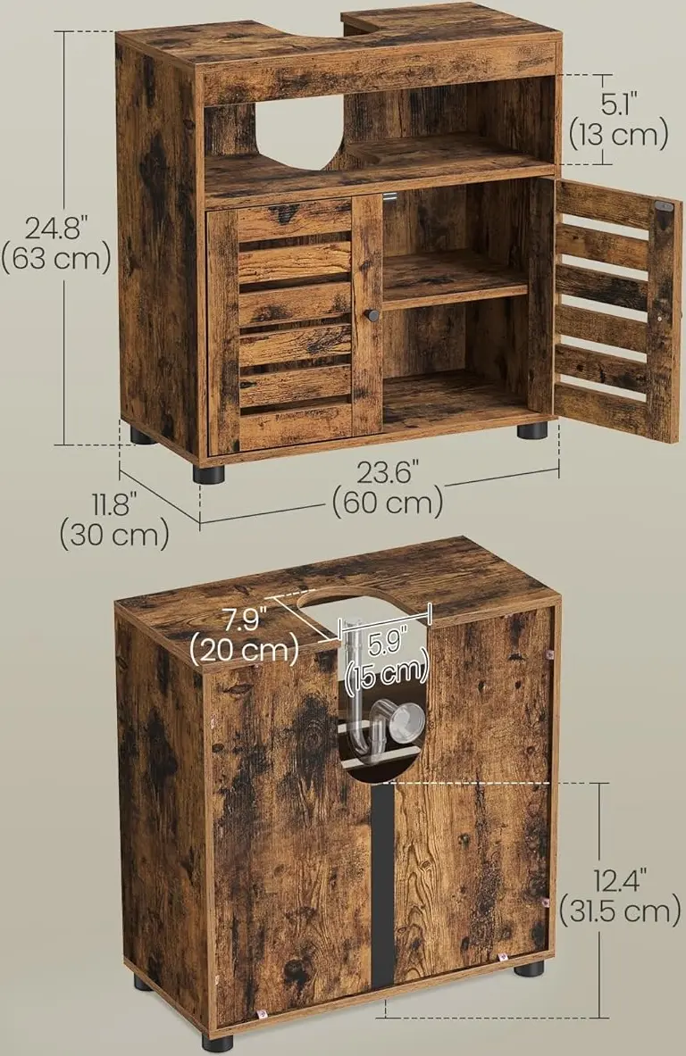 Тумба под умывальник Vasagle BBK04BX (Rustic Brown) - 10