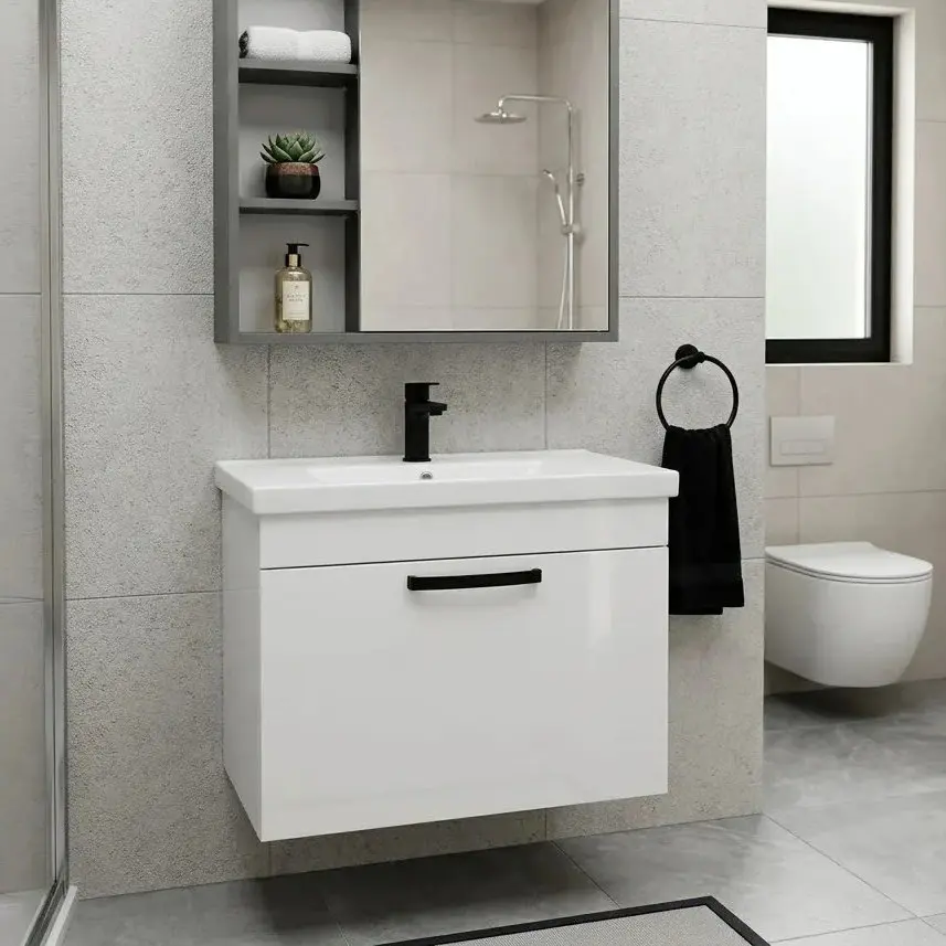 Тумба с умывальником подвесная Vasto Furniture Agat/Sava 1S 600mm (White)