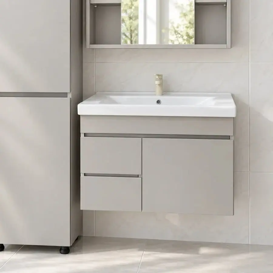 Dulap cu lavoar suspendat Vasto Furniture Angel/Sava 1U2S 800mm (Latte)