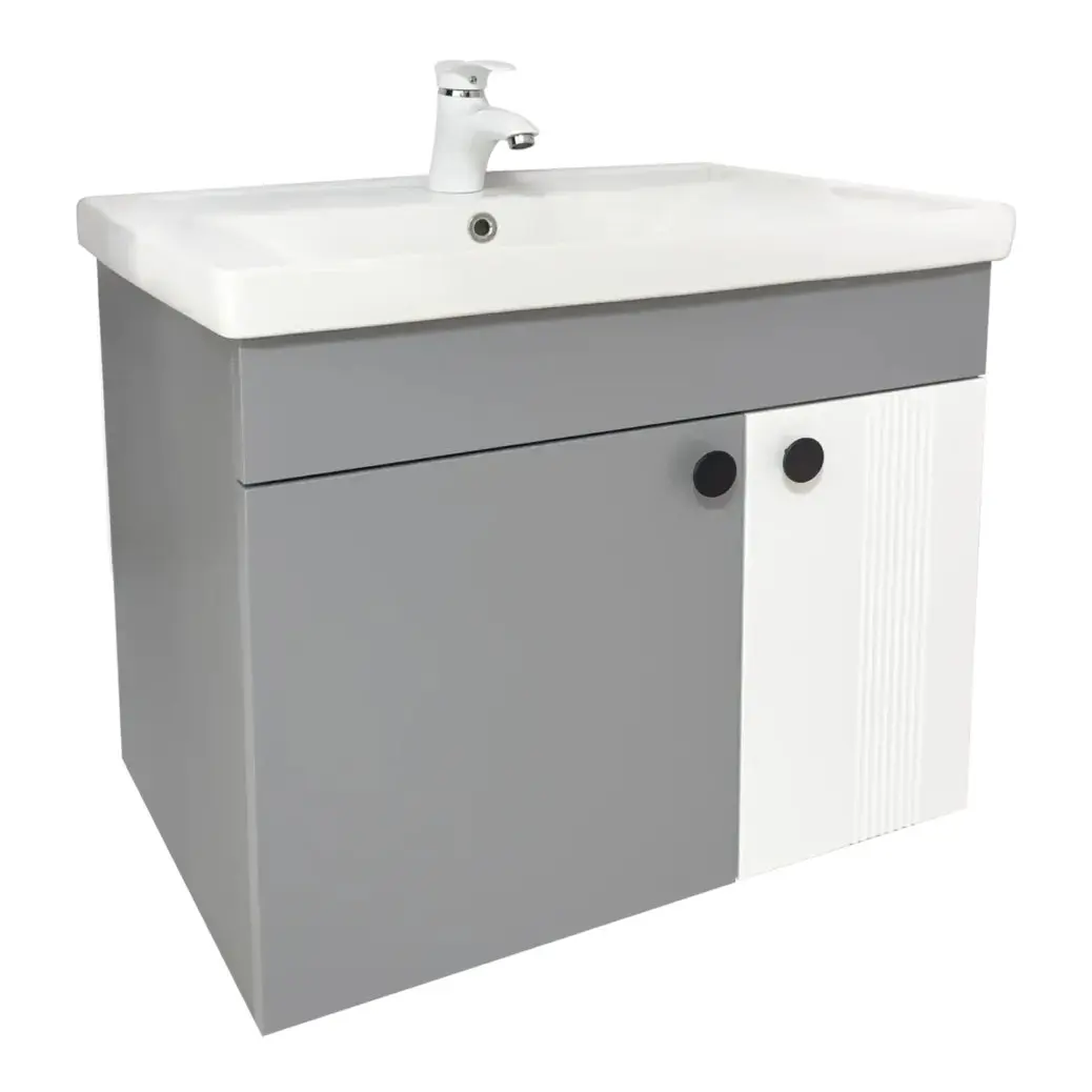 Dulap cu lavoar suspendat Vasto Furniture Lerida/Sava 2U 600mm (Grey/White)
