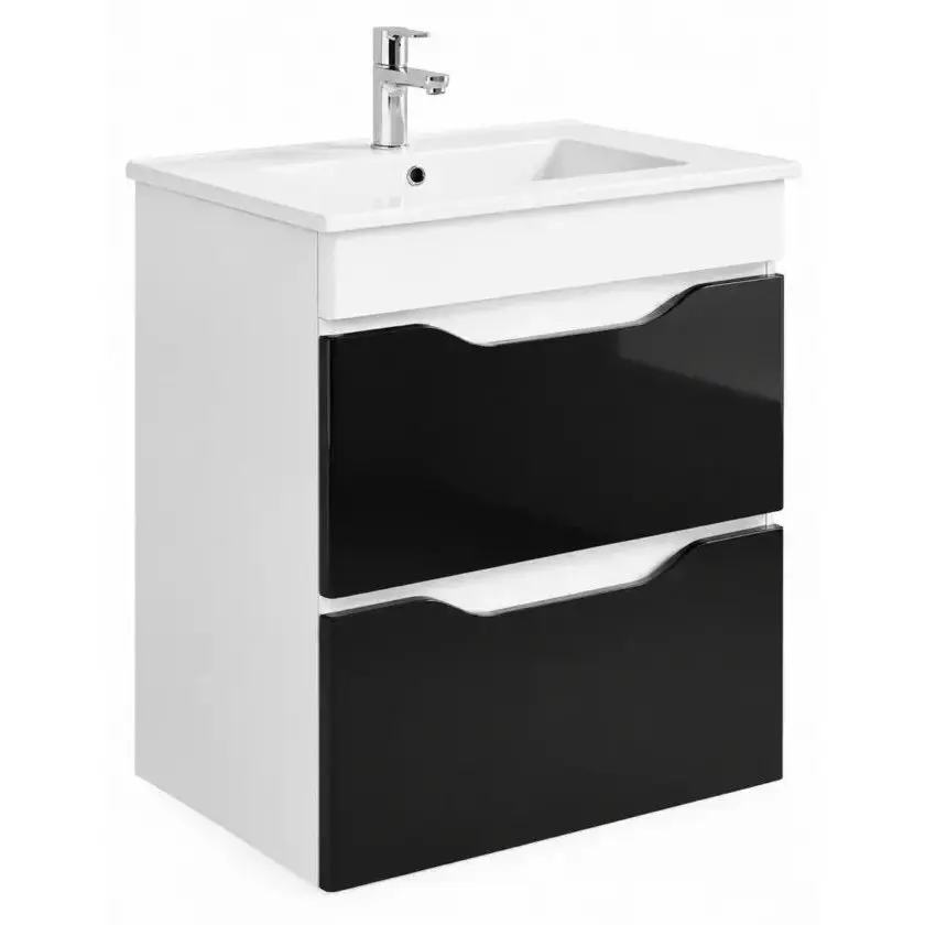 Dulap cu lavoar suspendat Vasto Furniture Print/Sava 2S 600mm (White/Black)