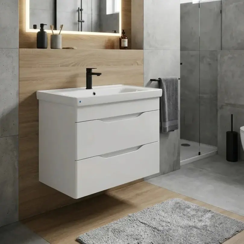 Dulap cu lavoar suspendat Vasto Furniture Print/Sava 2S 600mm (White)