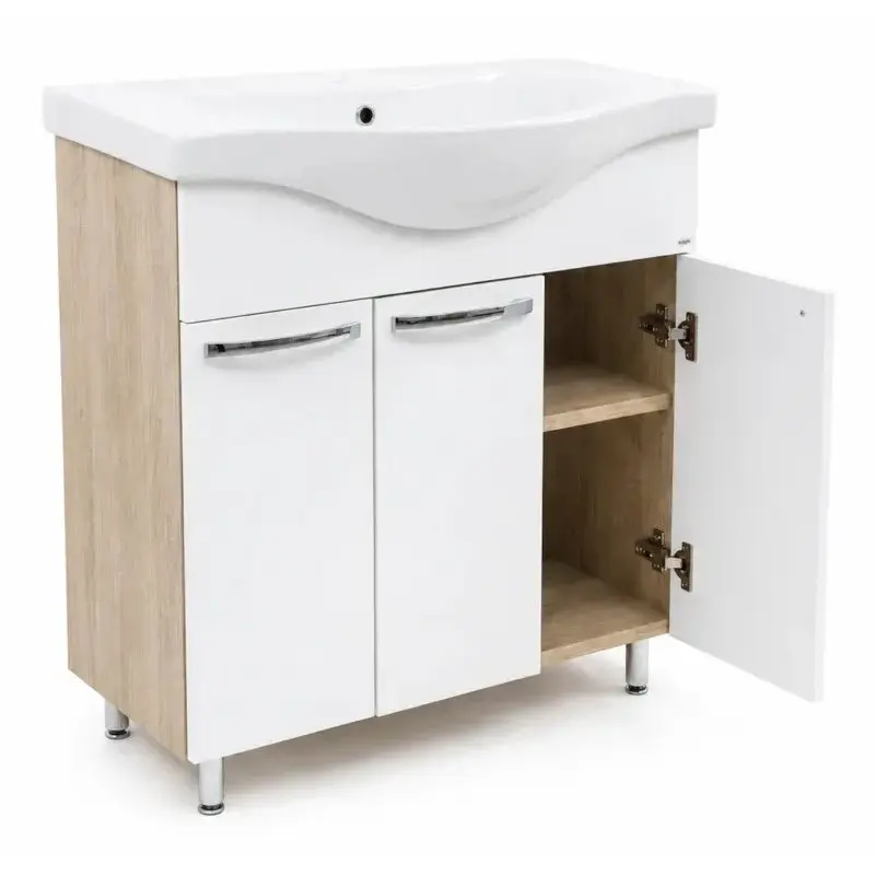 Dulap cu lavoar Vasto Furniture Agat/Basic 3U 800mm (White/Sonoma)