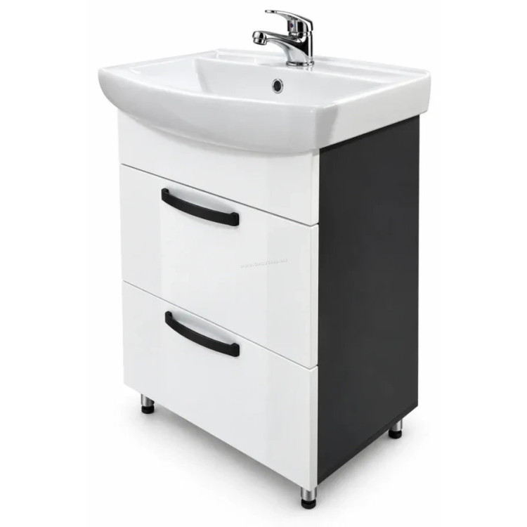 Тумба с умывальником Vasto Furniture Agat/CL 2S 600mm (White/Anthracite)