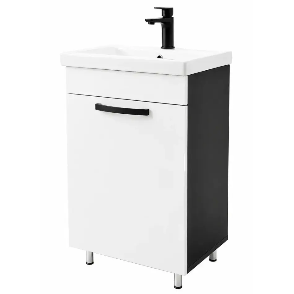 Dulap cu lavoar Vasto Furniture Agat/Sava 1U 500mm (White/Anthracite)