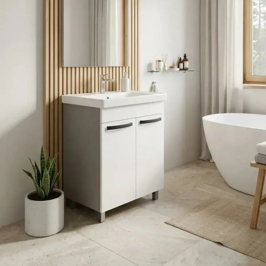 Тумба с умывальником Vasto Furniture Agat/Sava 2U 600mm (White/Anthracite)