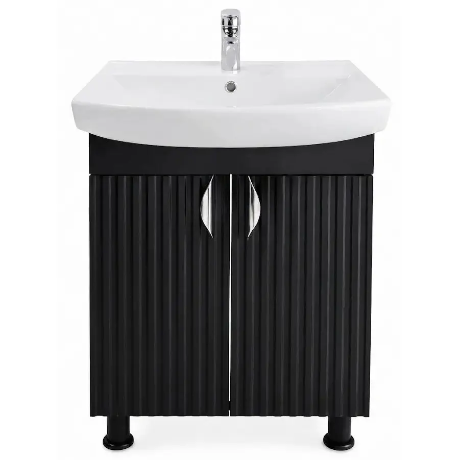 Dulap cu lavoar Vasto Furniture Aqua/CL 2U 600mm (Black Matte) - 2