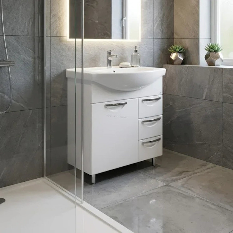 Тумба с умывальником Vasto Furniture Delfin/Basic 3S 750mm (White)