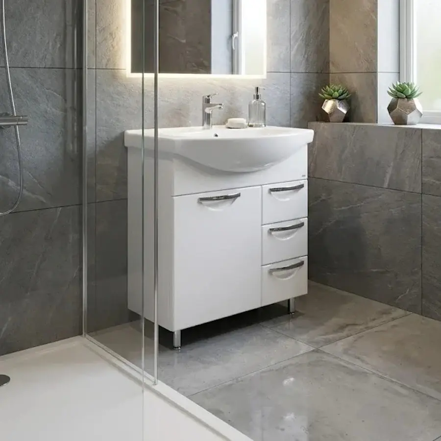 Dulap cu lavoar Vasto Furniture Delfin/Basic 3S 750mm (White)