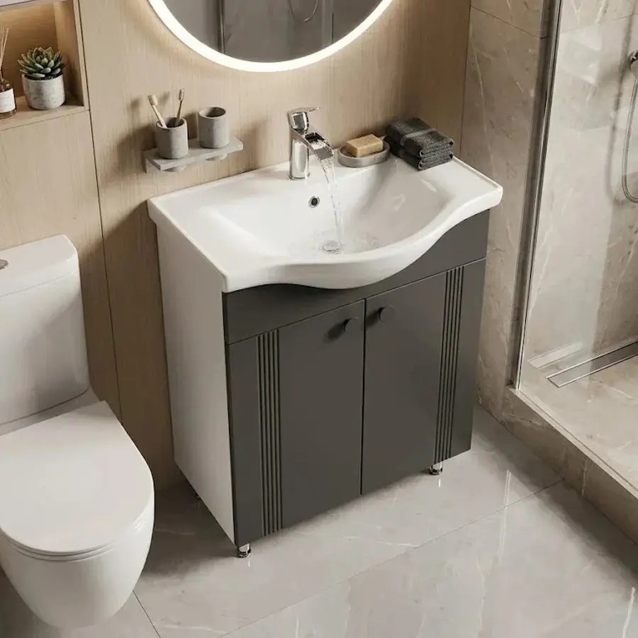 Dulap cu lavoar Vasto Furniture Palma/Basic 2U 650mm (Anthracite Matte)