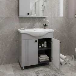 Dulap cu oglinda Vasto Furniture Palma/Basic 2U 650mm (Grey)
