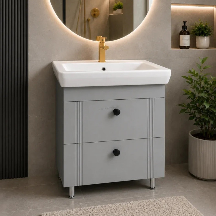 Dulap cu lavoar Vasto Furniture Palma/ML 2S 650mm (Grey Matte)