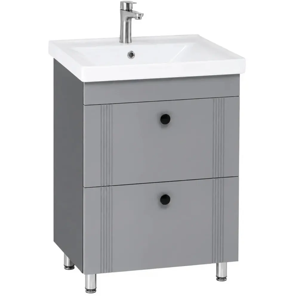 Dulap cu lavoar Vasto Furniture Palma/Sava 2S 650mm (Grey Matte)