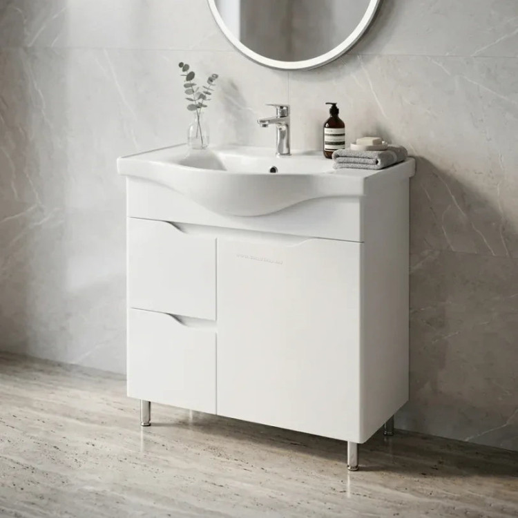 Тумба с умывальником Vasto Furniture Print/Basic 2S1U 800mm (White)