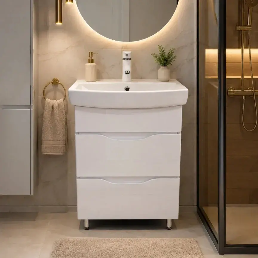 Тумба с умывальником Vasto Furniture Print/CL 2S 600mm (White)