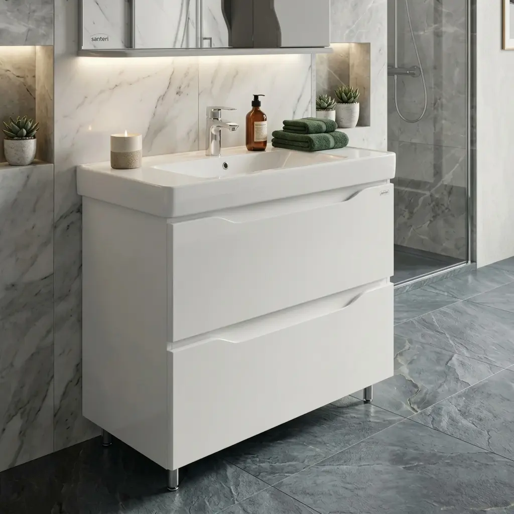 Dulap cu lavoar Vasto Furniture Print/Sava 2S 700mm (White)