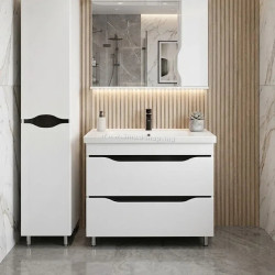 Dulap cu lavoar Vasto Furniture Print/Sava 2S 900mm (White/Black)
