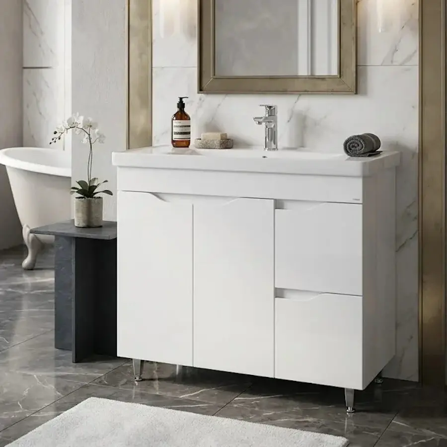 Dulap cu lavoar Vasto Furniture Print/Sava 2S2U 1000mm (White)
