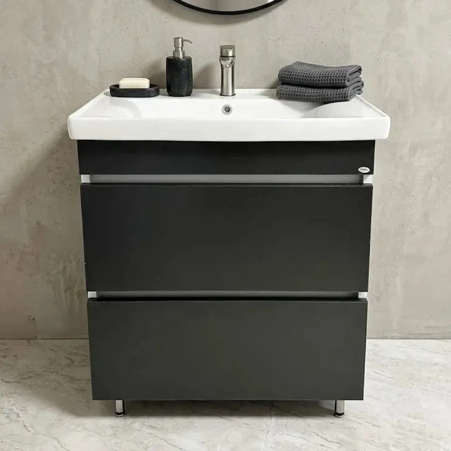 Dulap cu lavoar Vasto Furniture Sanremo/Sava 2S 700mm (Anthracite/White)