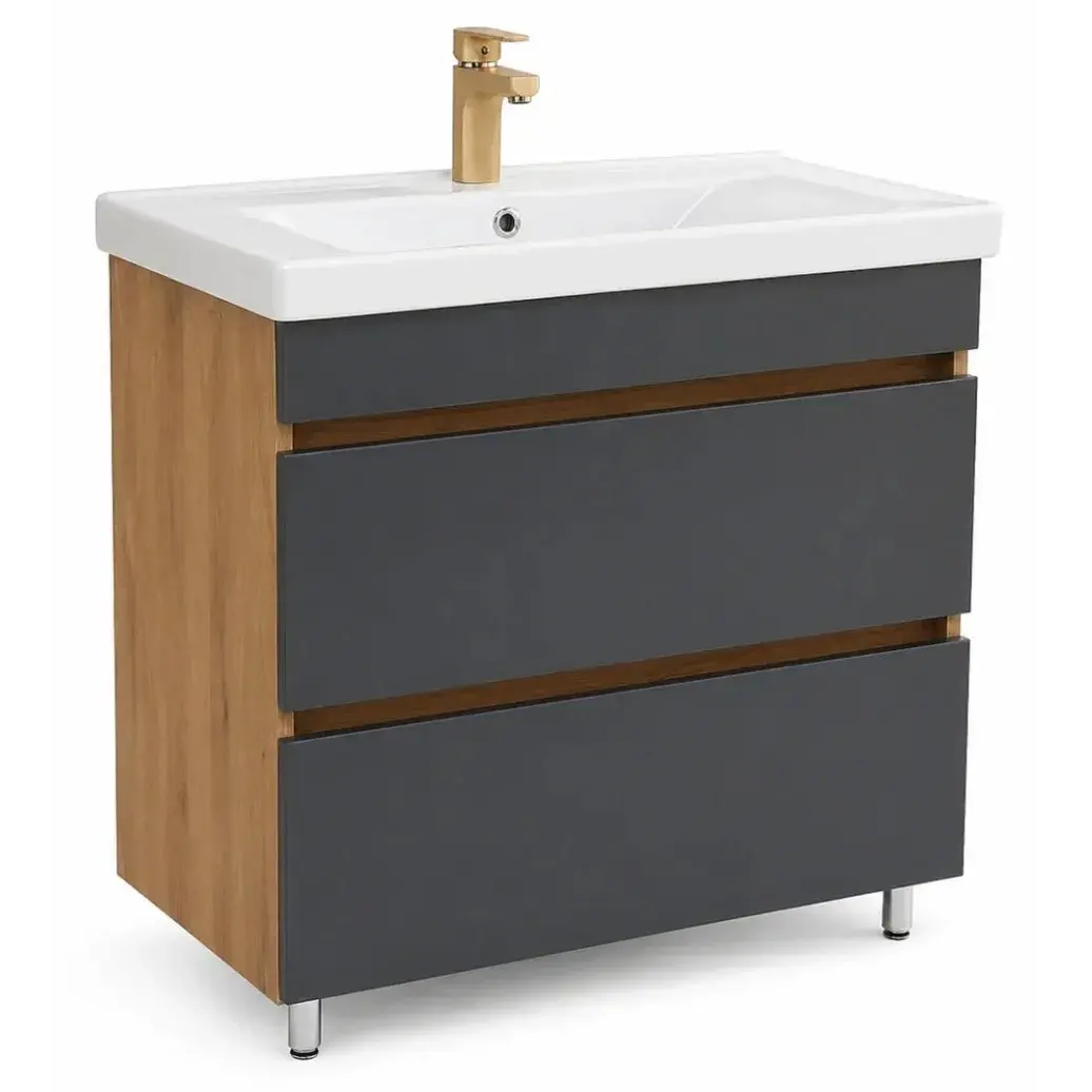 Dulap cu lavoar Vasto Furniture Torino/Sava 2S 800mm (Oak/Anthracite) - 2