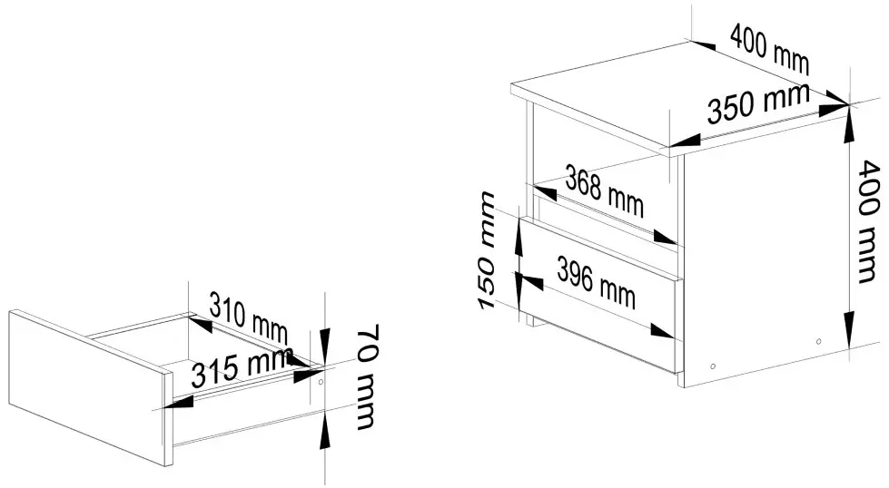 Тумба прикроватная Akord CL1 1SZ 40cm (Sonoma Oak/White)