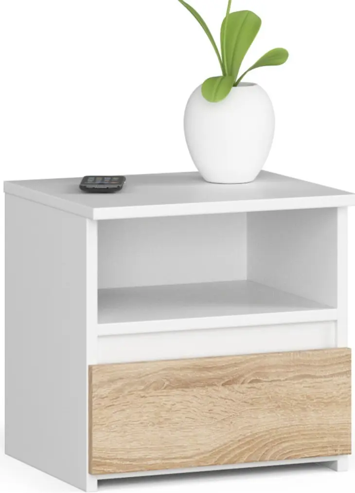 Тумба прикроватная Akord CL1 1SZ 40cm (White/Sonoma Oak)