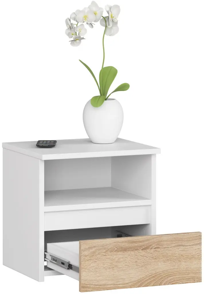 Тумба прикроватная Akord CL1 1SZ 40cm (White/Sonoma Oak)