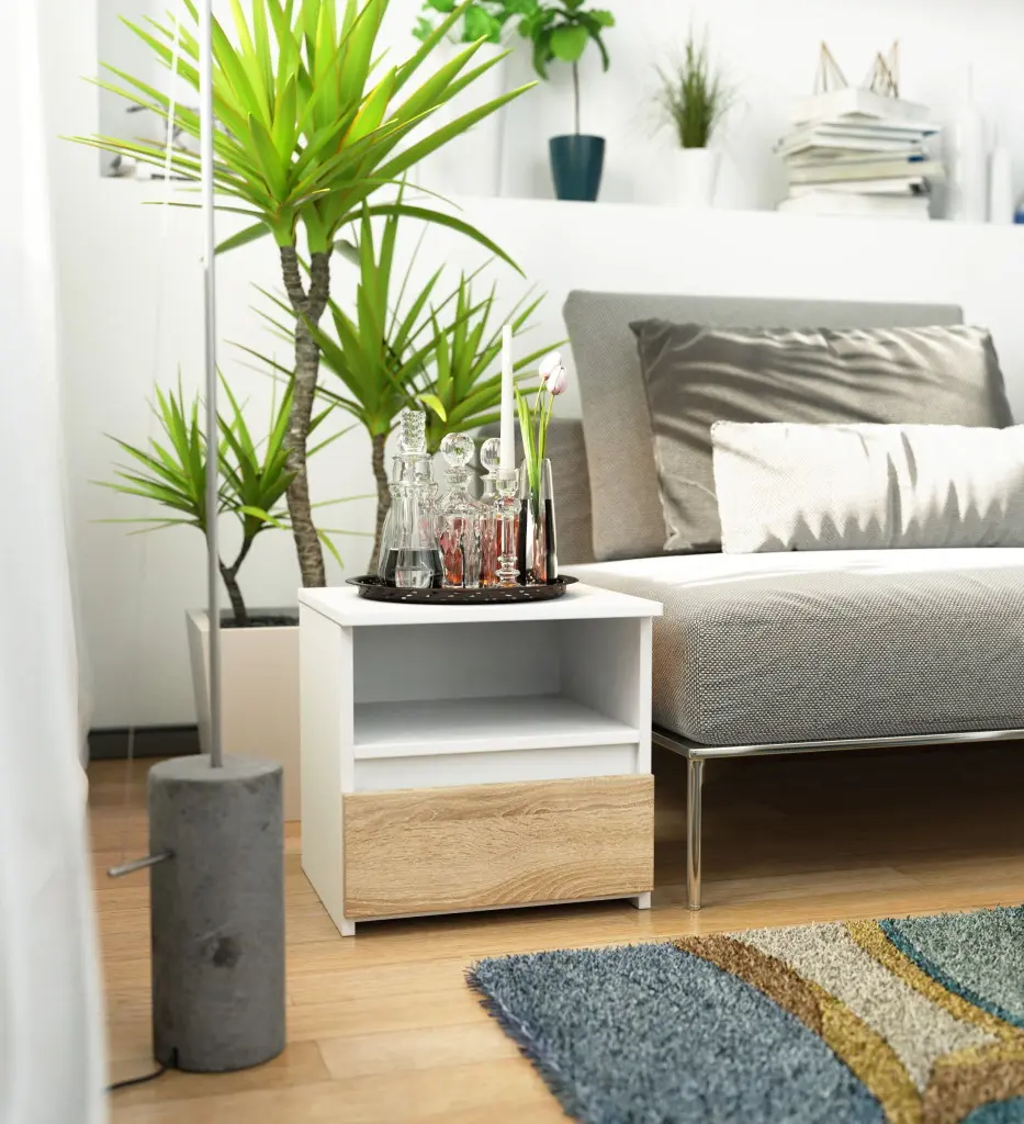 Тумба прикроватная Akord CL1 1SZ 40cm (White/Sonoma Oak)