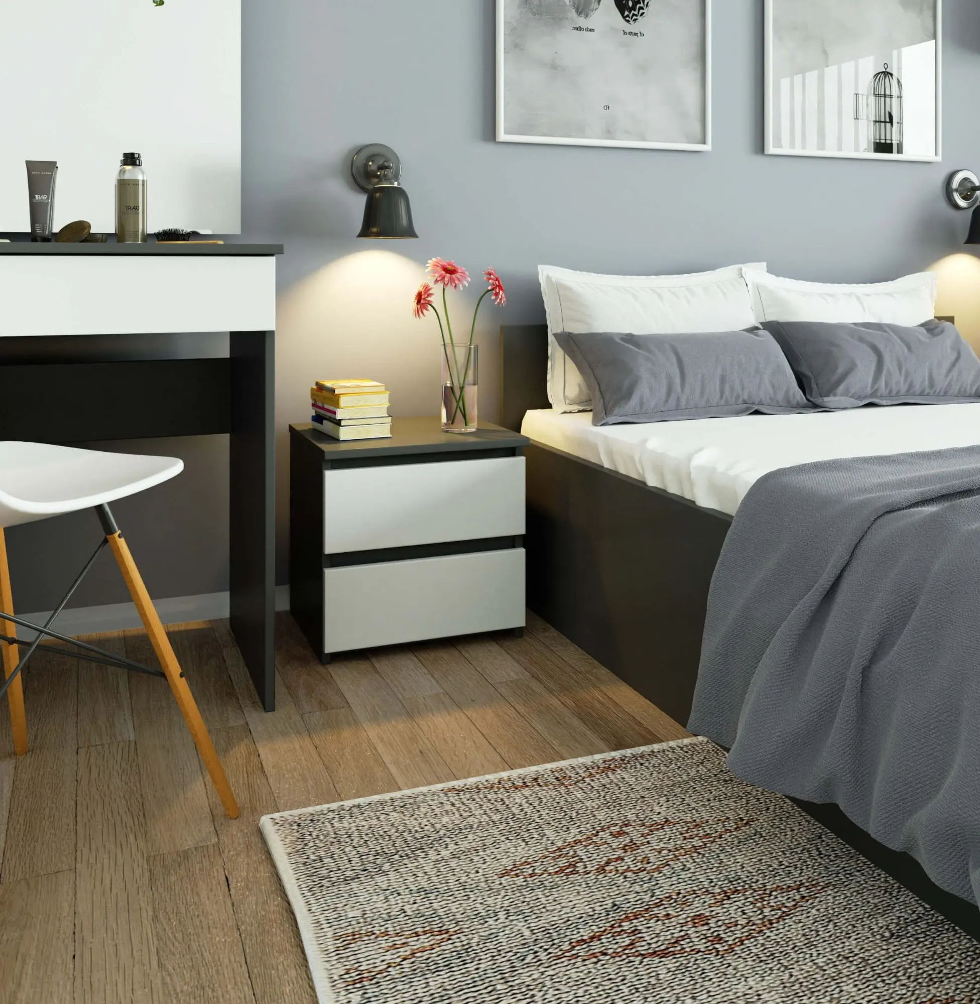 Noptiera Akord CL2 2SZ 40cm (Graphite Gray/White)