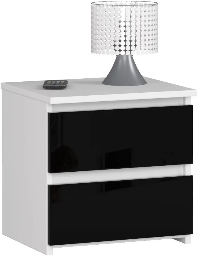 Тумба прикроватная Akord CL2 2SZ CLP PK (White/Black Gloss) - 2