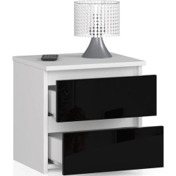 Тумба прикроватная Akord CL2 2SZ CLP PK (White/Black Gloss) Thumb