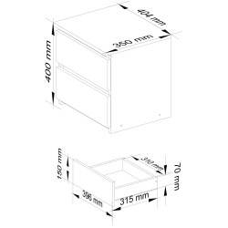 Тумба прикроватная Akord CL2 2SZ CLP PK (White/Black Gloss) Thumb